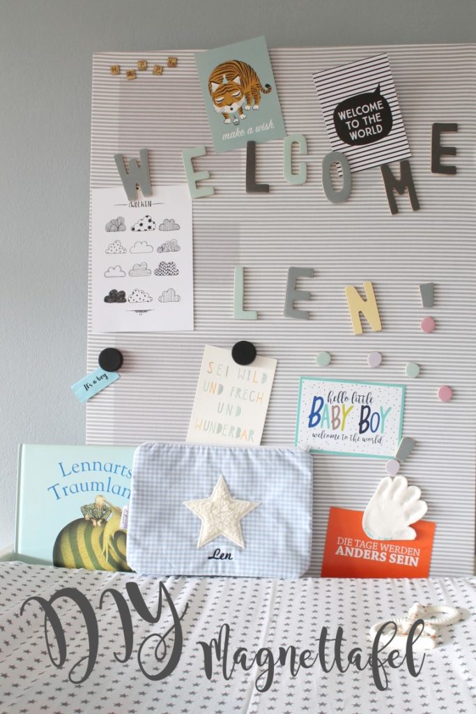DIY Geburtskarten Magnetwand skandinavisch schwarz weiss grau pastell Babyzimmer mit tausendkind und Jules kleines Freudenhaus