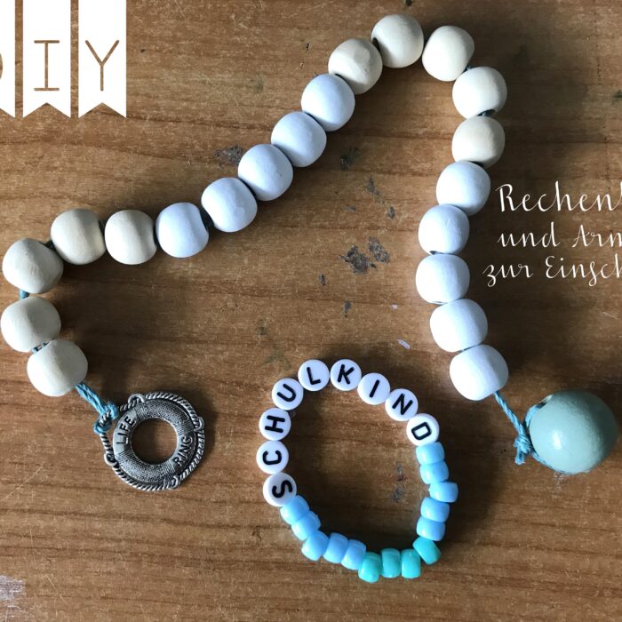 Persönliche DIY Geschenkidee zum Schulanfang: eine Rechenkette und ein Armband