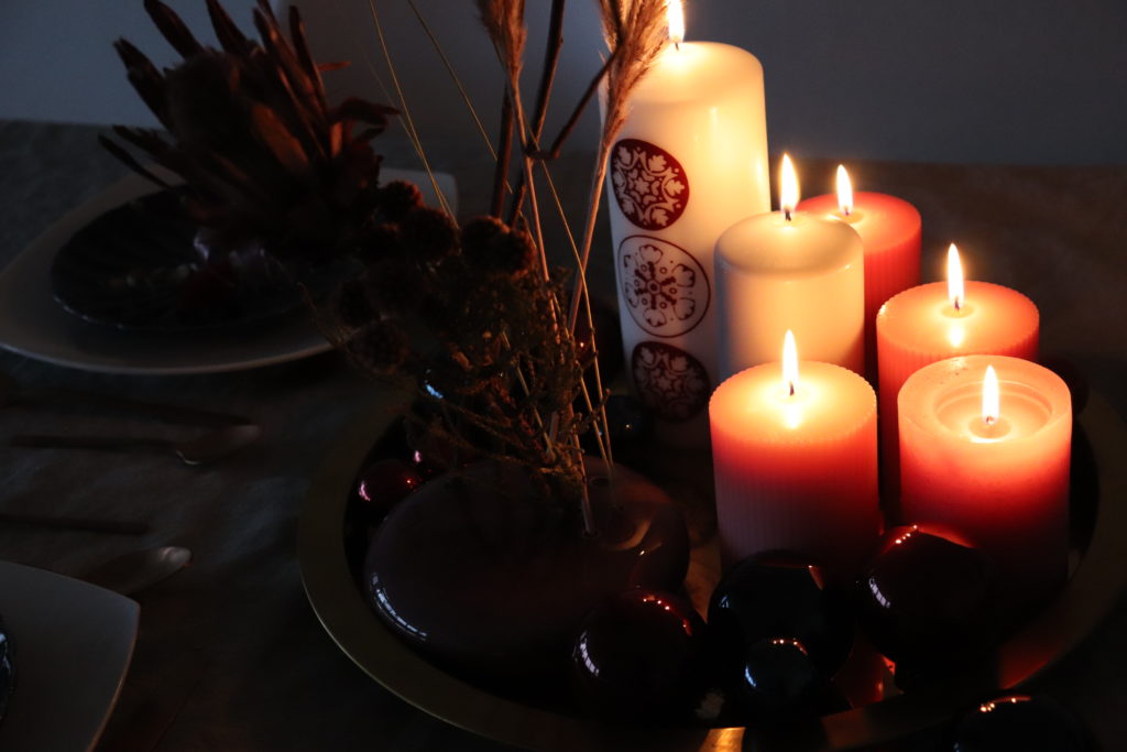 Kerzen Tischdekoartion Weihnachten