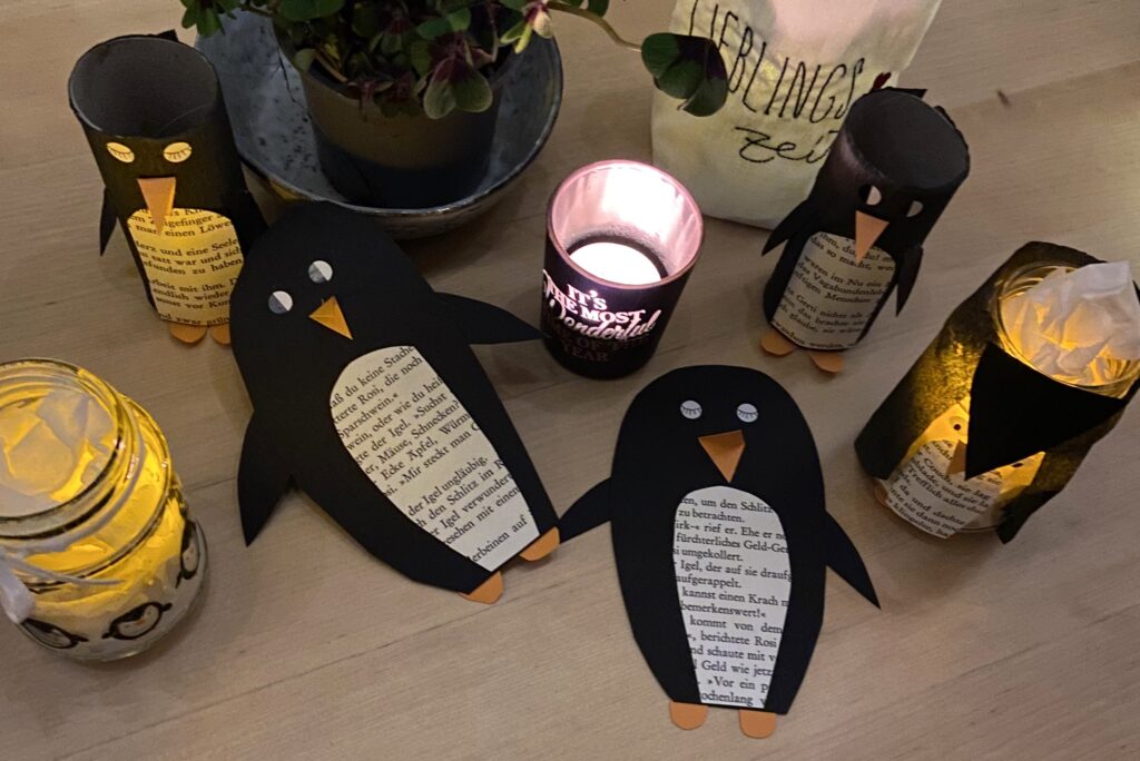 DIY Pinguin Windlicht Laterne