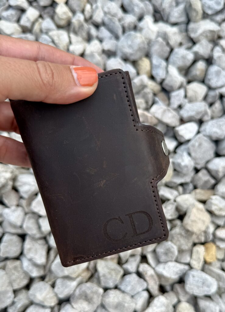 Geldbörse personalisiert Holzzeug