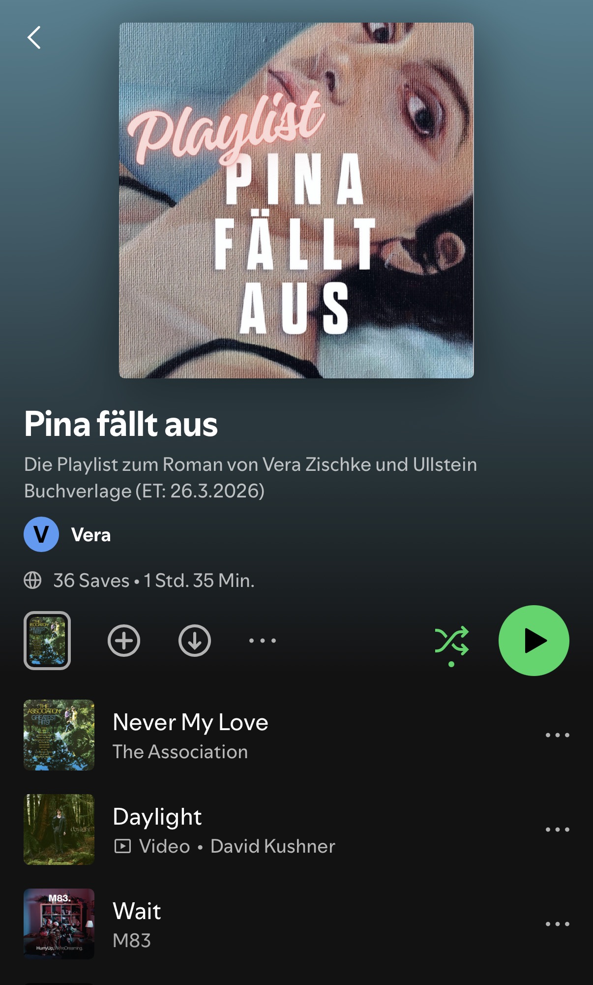 Playlist zu Pina fällt aus